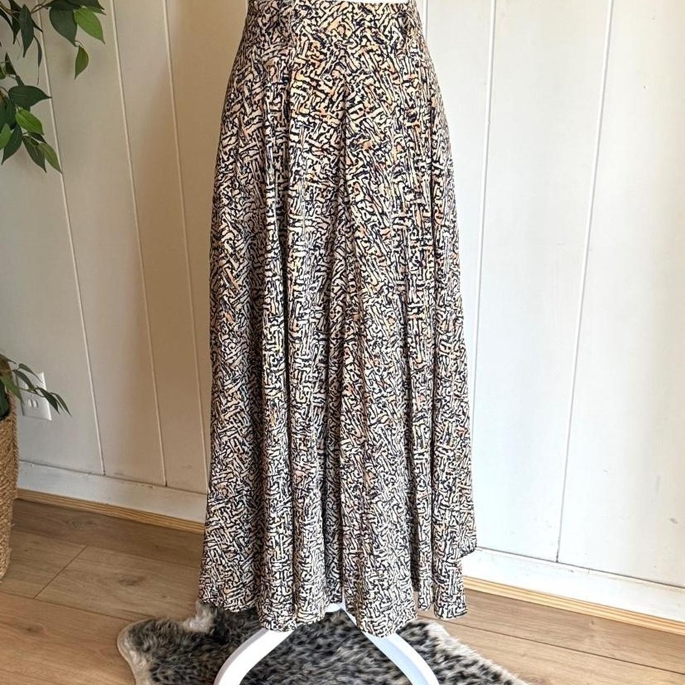 Vintage Linda Allard For Ellen Tracy 100% Silk Geometric Maxi Skirt Size 4